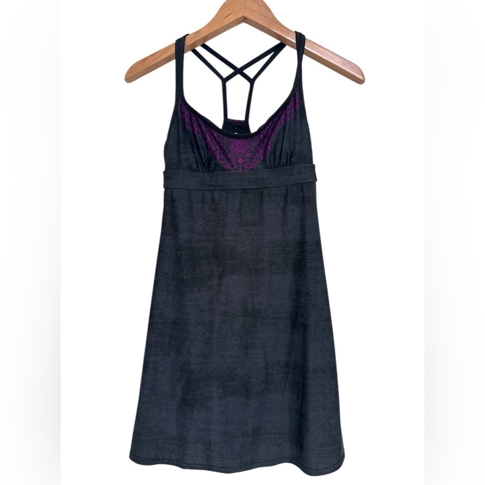 Athleta Printed Coastline Swim Dress Black Magenta Size XSS